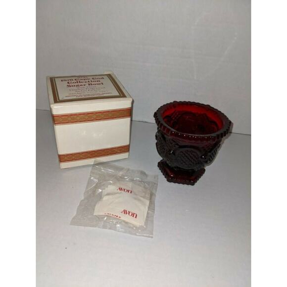 5 Vintage 1990's Avon 1876 Cape Cod Collection Ruby Red Glass Dishes Boxes New - Picture 6 of 6